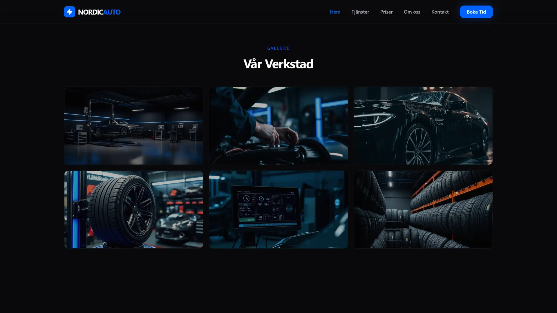 Verkstadsgalleri med lyft, rekond och diagnostik