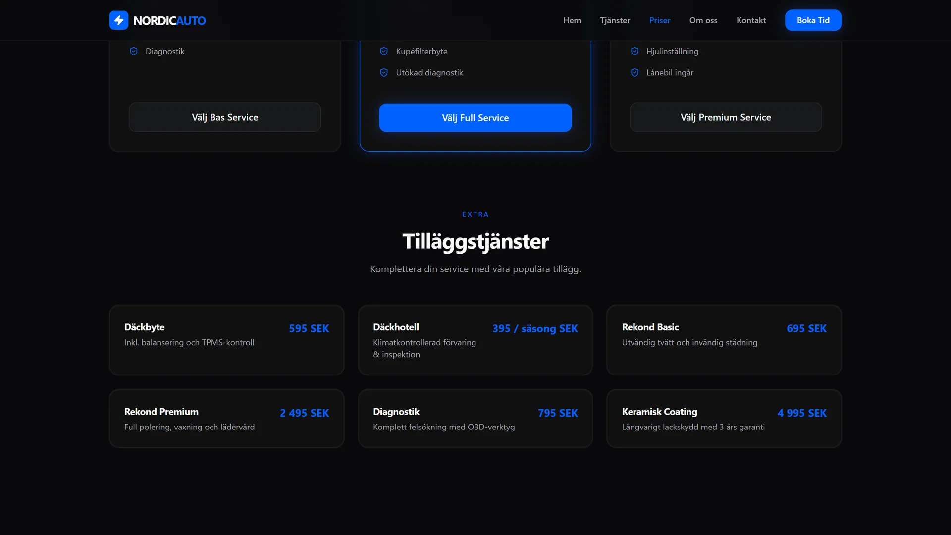 Rutnät med tilläggstjänster och priser