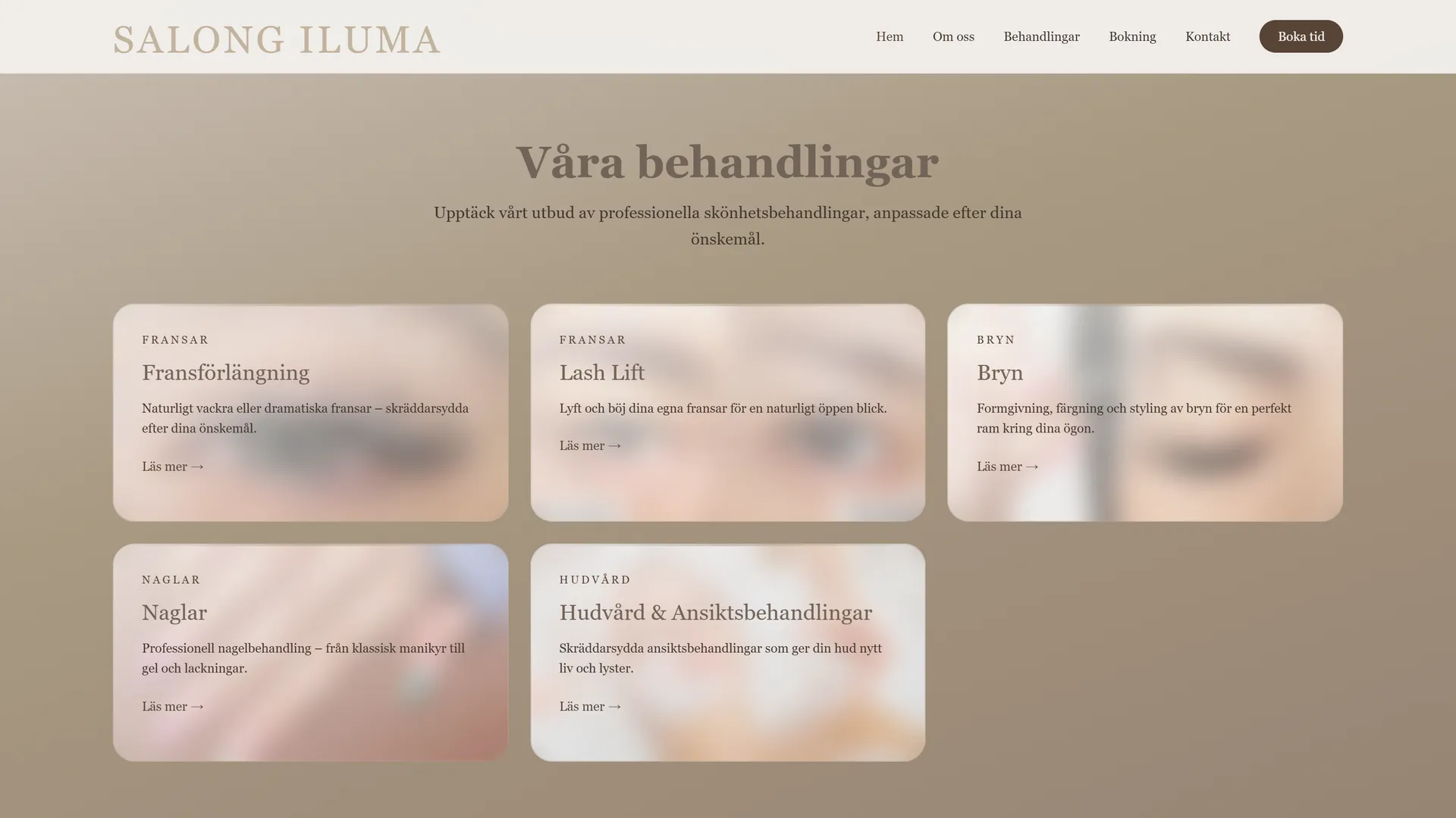 Fem halvtransparenta behandlingskort för fransar, bryn, naglar och hud