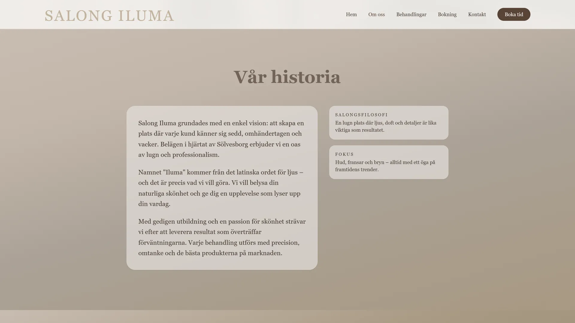 Vår historia med textkort om filosofi och fokus