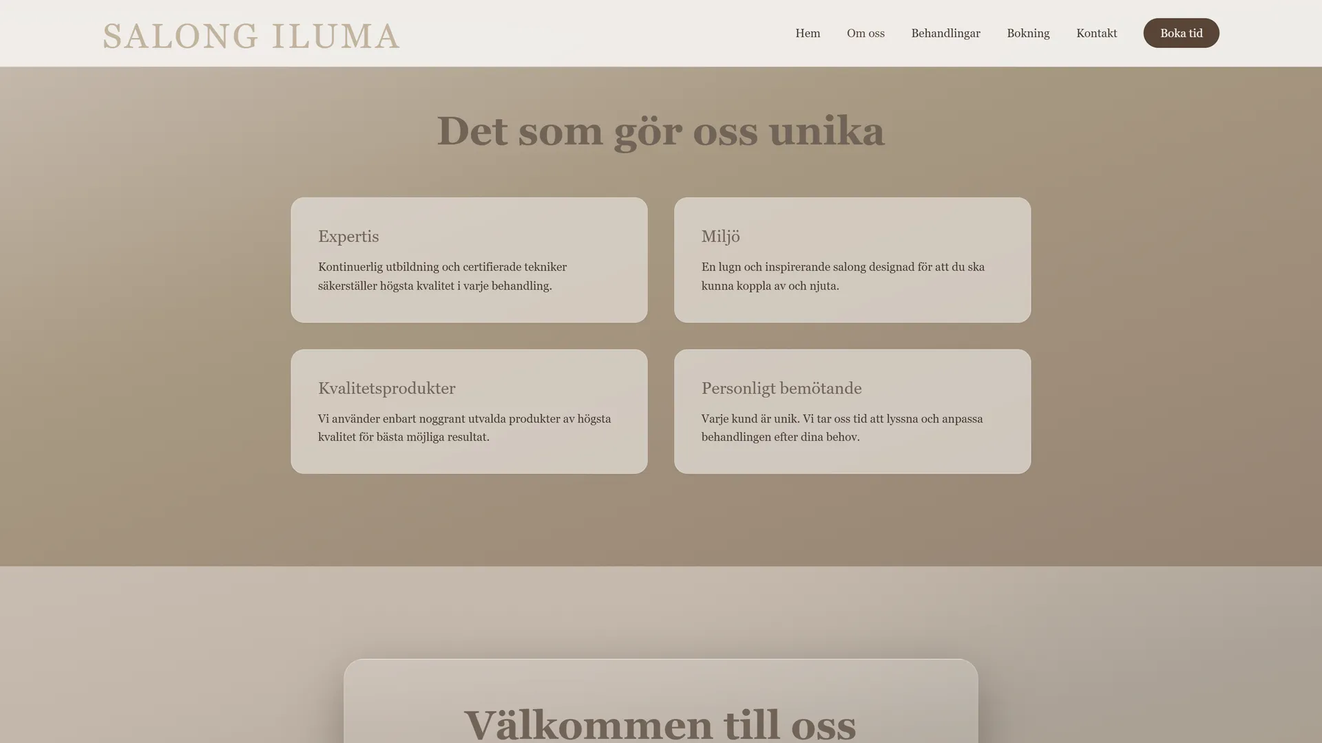 Fyra kort om expertis, miljö, produkter och bemötande