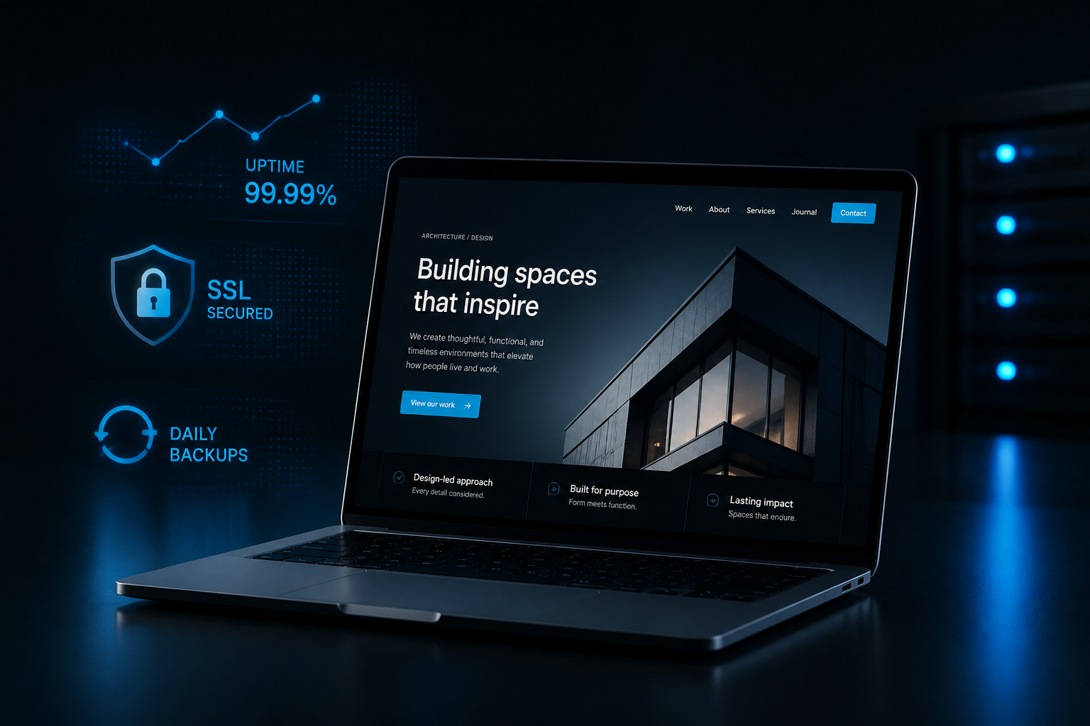 Website subscription with custom site, hosting and technical ops included